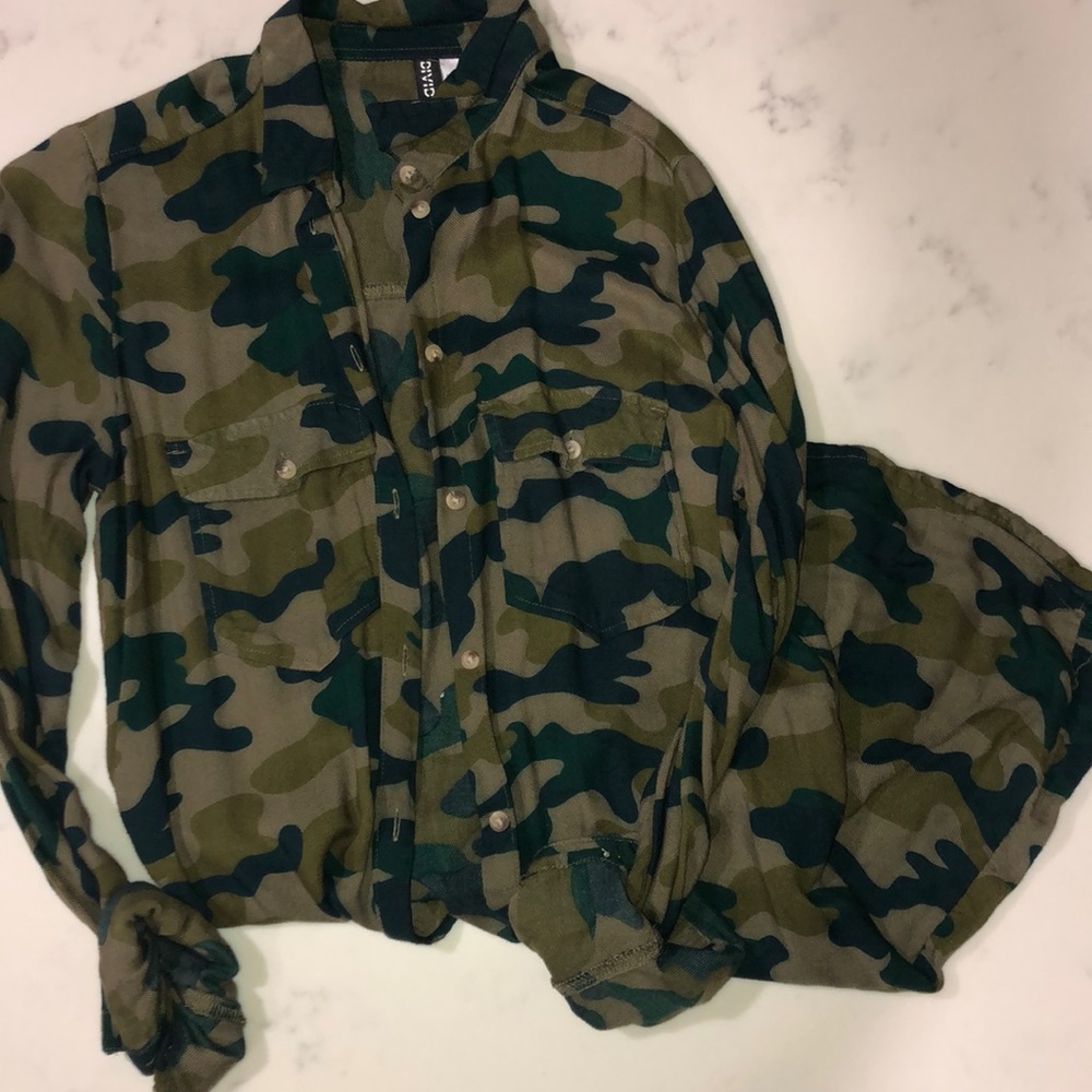 Camo button down dress